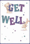 Radiating playful optimism and heartfelt comfort, this get well card showcases two irresistibly charming characters-a plush teddy bear with soft caramel fur and a lively puppy with expressive velvet ears-joyfully balancing and presenting the bold, colourful letters of 'Get Well.' Against a gentle cream background, the text stands out in fresh shades of deep indigo and teal, their rounded forms bringing an instant feeling of warmth and resilience. Scattered star motifs in blues and purples glimmer across the scene, conjuring up images of hopeful evenings along Wapping's tranquil riverside paths. The lovingly illustrated fur invites the imagination to reach out and feel its softness, echoing the soothing embrace of a carefully arranged bouquet delivered to brighten a neighbour's day. The design is both a visual and emotional tonic-its lively charm and layered textures crafted with the same intention as a Wapping florist's most thoughtful arrangement: to reassure, uplift, and connect us through simple but powerful acts of kindness.